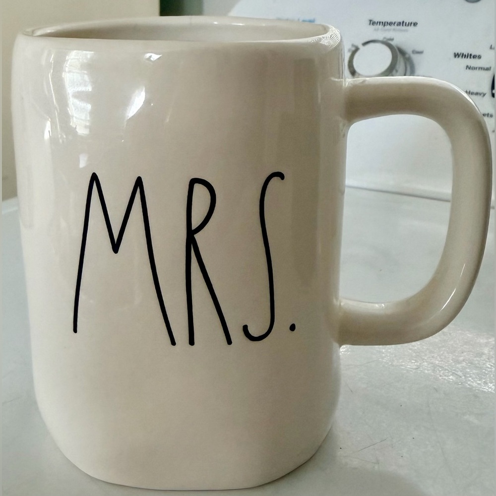 “Mrs.” coffee mug by Rae Dunn